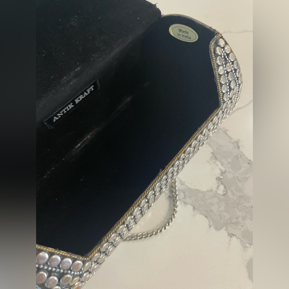 Unique Antik Kraft Mother of Pearl Cylinder Tube Floral Clutch Purse - Picture 6 of 10